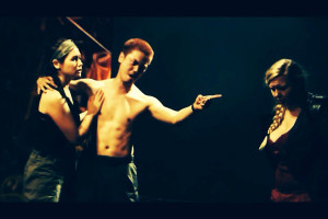 Catherine Leong as Emilia, with Zushi and Andrea Judd (Bianca)