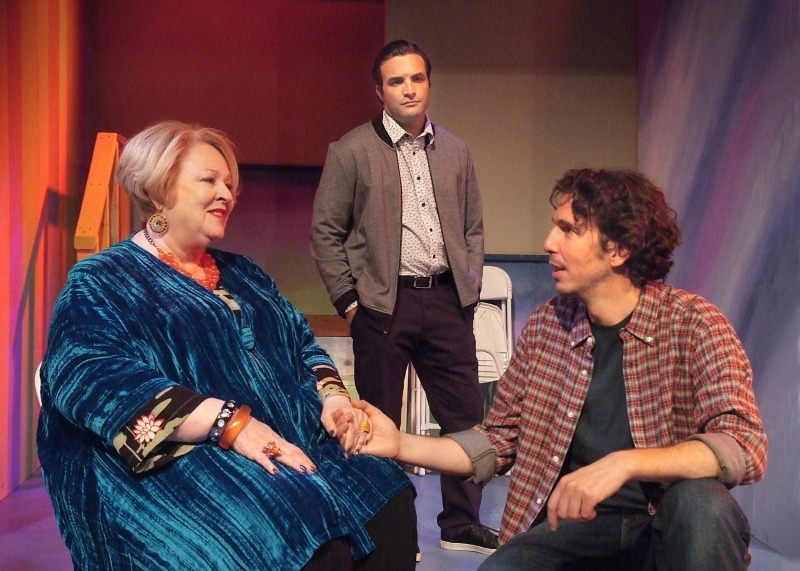 Dale Raoul as Jack's Jewish mama, Michael Rubenstone as Jack, and James Liebman as Jack's husband Ben in 'Forever House' by Tony Abatemarco, directed by Elizabeth Swain (Photo by Ed Krieger).