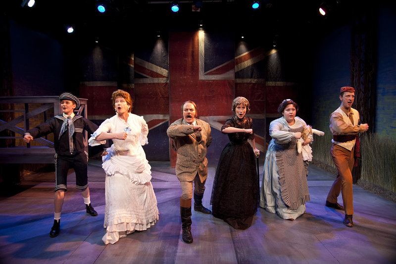 Deborah Puette as Edward, Bill Brochtrup as Betty, Bo Foxworth as Clive, Liza de Weerd as Maud,
Abigail Marks as Ellen, Chad Borden as Joshua in Cloud 9 at the Antaeus Theatre Company (photo by Geoffrey Wade Photography)