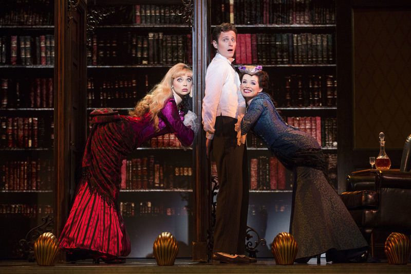 Kristen Beth Williams, Kevin Massey and Adrienne Eller in 'A Gentleman's Guide to Love & Murder' at the Ahmanson Theatre (photo by Joan Marcus)