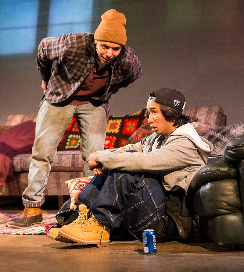 Photo caption: Kholan Studi and Roman Zaragoza play Alaskan cousins in Frank Henry Kaash Katasse's 'THEY DON'T TALK BACK' (photo by Craig Schwartz)