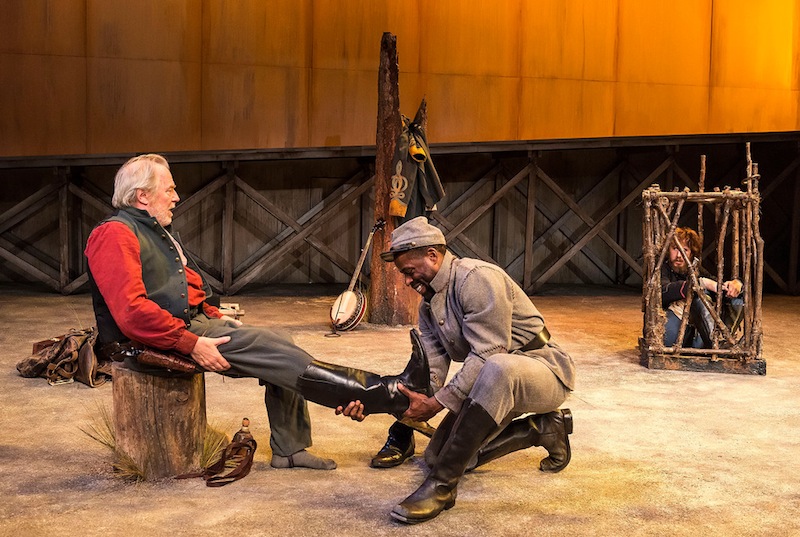 Michael McKean, Sterling K. Brown and Josh Wingate in Suzan-Lori Parks' Father Comes Home From The Wars (Parts 1, 2 & 3) at the Mark Taper Forum (photo by Craig Schwartz)