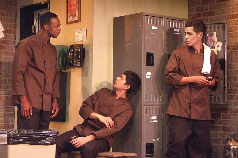 Lawrence Stallings, Pablo Castelblanco and Peter Pasco in My Mañana Comes at the Fountain Theatre (photo by Ed Krieger)