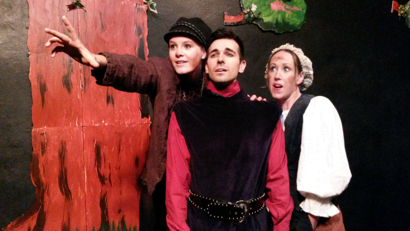 Michaela Slezak, Alexander Jon, and Heather McConnell in As You Like It at Zombie Joe's Underground (photo courtesy of Zombie Joe's Underground)