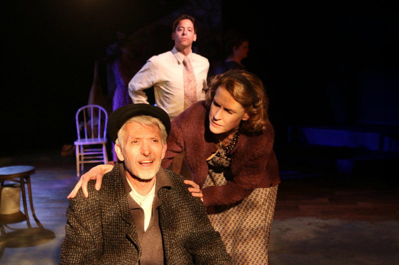 Mark Bramhall, Michael Knowles and Nan McNamara in Dancing at Lughnasa  at Actors Co-op Crossley Theatre in Hollywood. (photo by Lindsay Schnebly)