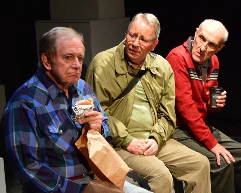 Sam Anderson, Carl J. Johnson and John Gowans in John is a Father at the Road Theatre Company (photo by Don Bonnell)