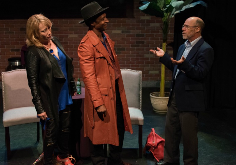 Amy Smallman-Winston, Elvis Nolasco and Barry Livingston in Stella's Last J-Date by Andy Rooster Bloch at the Whitefire Theatre (photo by Lex Passaris)