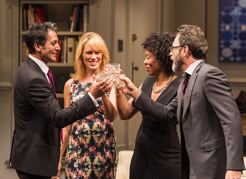 Hari Dhillon, Emily Swallow, Karen Pitman and Anthony Crane in  Disgraced at The Mark Taper Forum. (photo by Craig Schwartz)