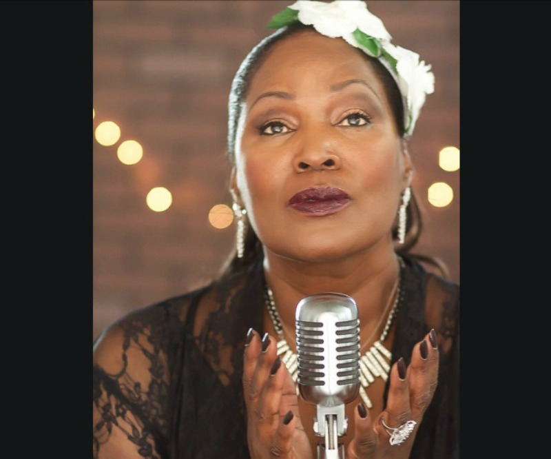 Sybil Harris as Billie Holiday in  Billie Holiday: Front and Center at Fremont Center Theatre (photo by Scott Morgan Photography)