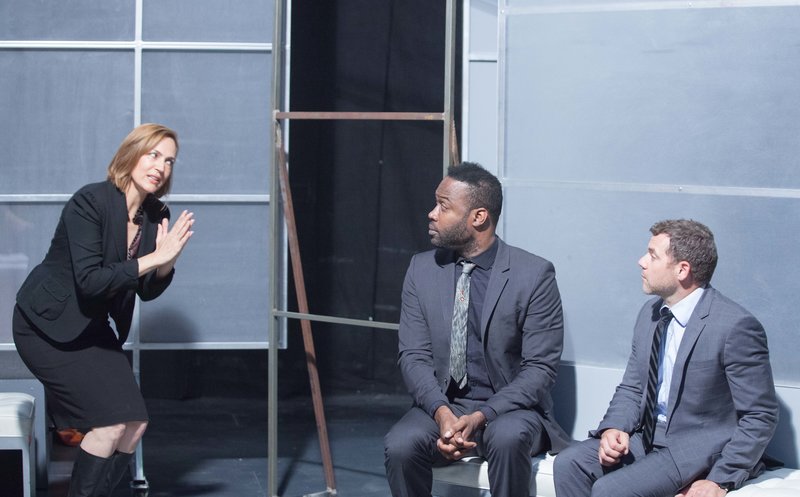 Lesley Fera, Kevin Daniels and Joshua Bitton in Mike Bartlett's Bull at the MET Theatre (photo by John Flynn)