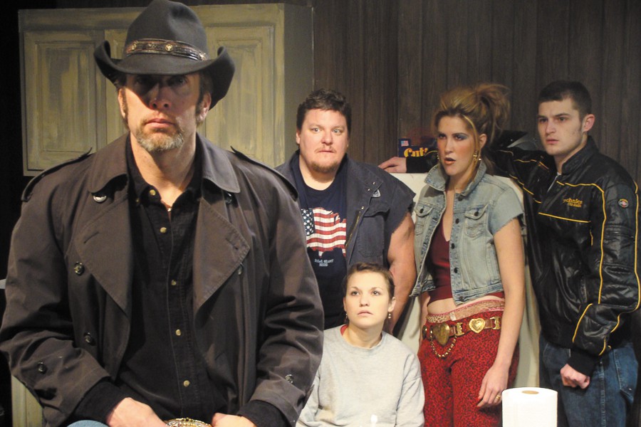 Photo:  Sun-Times Archives.   Darrell W. Cox (left) and the Profiles Theatre Cast of  Killer Joe