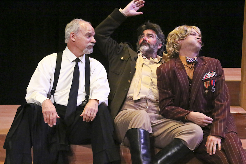 Fred Sanders, Stephen Caffrey and Christopher Rivera in Shakespeare Center of LA's TWELFTH NIGHT. Photo by Michael Lamont 