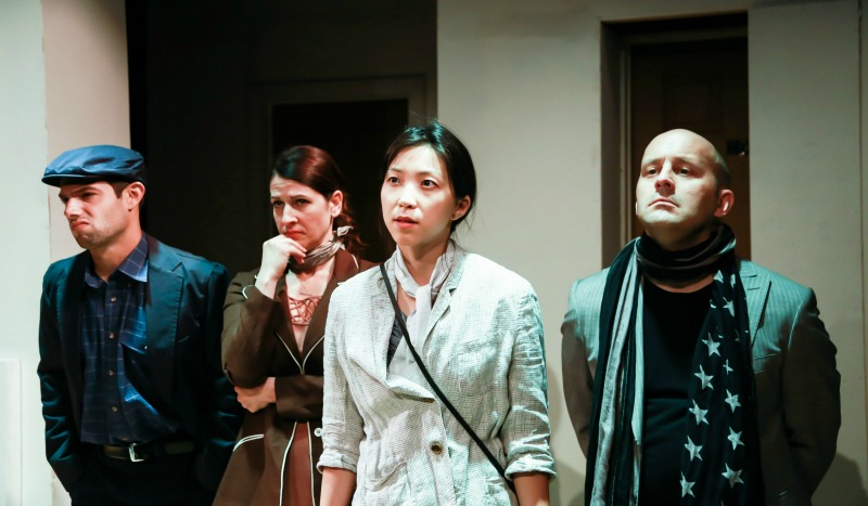 Greg Nussen, Alina Phelan, Jenny Soo and Travis York in D Deb Debbie Deborah at Theatre of NOTE (photo by Troy Blendell)