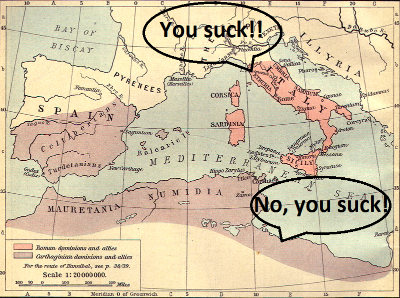 The dispute between Rome and Carthage