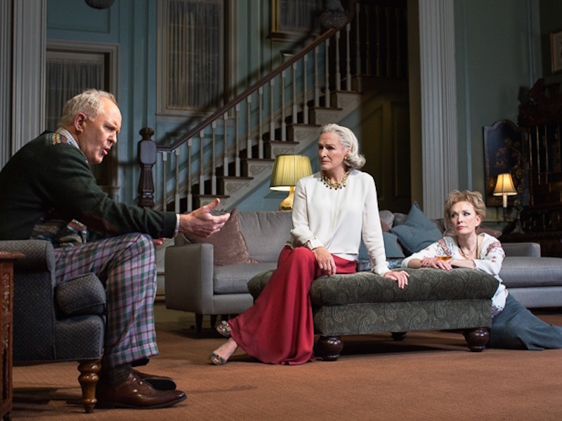 John Lithgow, Glenn Close and Lindsay Duncan in in the 2014 Broadway production of A DELICATE BALANCE (Photo by Brigitte Lacombe @Broadway.com)