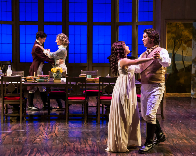 Richy Storrs, Susan Angelo, Erika Soto, and Rafael Goldstein in Tom Stoppard's Arcadia at A Noise Within (photo by Craig Schwartz)