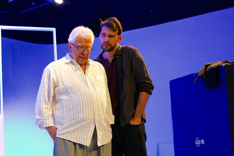 Barry Vigon and Bradley Gosnell in Friends in Transient Places at Studio Stage Theatre