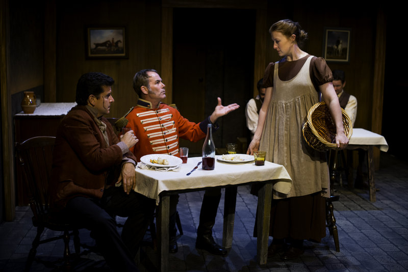 Brendan Farrell, Matt McKenzie and Julia McIlvaine in A Touch of the Poet  at Pacific Resident Theatre (Photo by Vitor Martins)