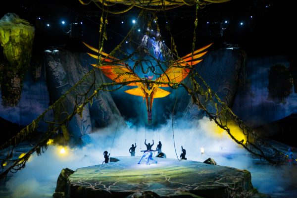 The Toruk flies over Pandora in TORUK – The First Flight (photo courtesy Cirque du Soliel)