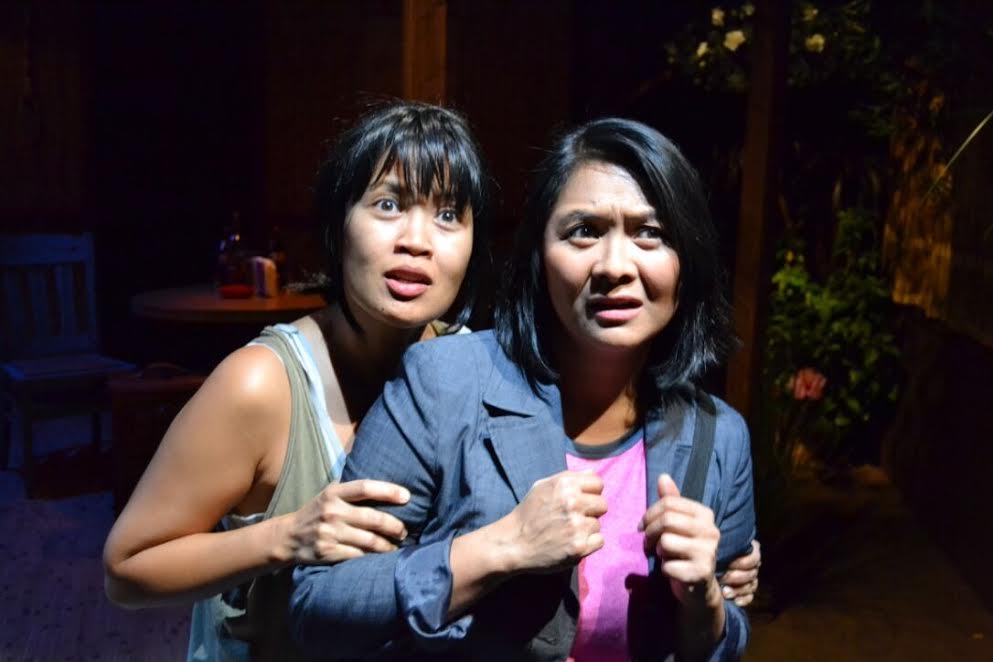 Evie Abat and Myra Cris Ocenar in Boni B. Alvarez's Bloodletting (photo courtesy Playwrights’ Arena)