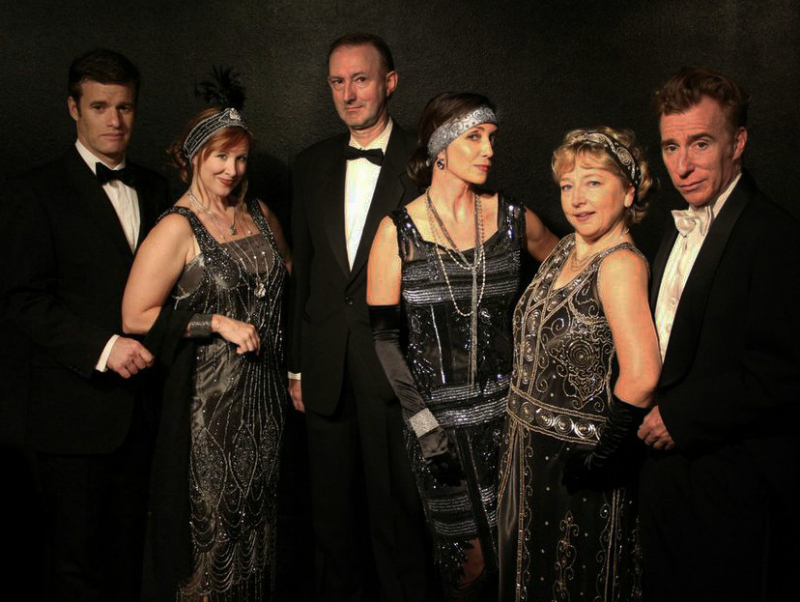 Mike Rock, Kelly Holden Bashar, Paul Rogan, Jo McGinley, Lisa Fredrickson and Stephen Kearin in Dorothy Parker UnScripted at Impro Theatre. (Photo courtesy of Impro Theatre)