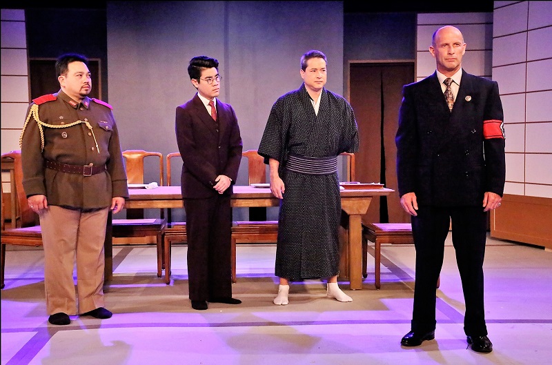 Marcel Licera, Scott K. Takeda, Ryan Moriarty and David Preston in Fugu at Pico Playhouse. (Photo by Michael Lamont)