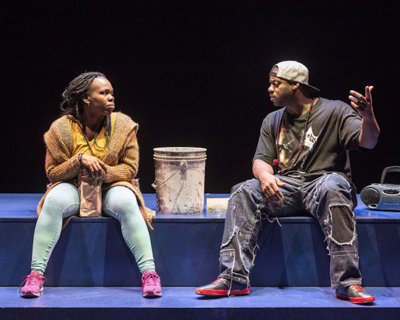 L-R: Playwright Ngozi Anyanwu and Marcus Henderson in the world premiere of Ngozi's Good Grief. (Photo by Craig Schwarz)