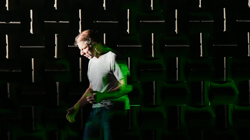 Simon McBurney in The Encounter at the Wallis Annenberg Center for the Performing Arts (Photo by Rob Latour)