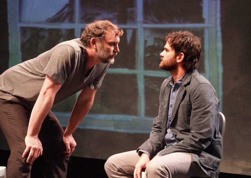 Tim Cummings and Brian Henderson in The House in Scarsdale: A Memoir for the Stage at The Theatre at Boston Court. (Photo by Ed Krieger)