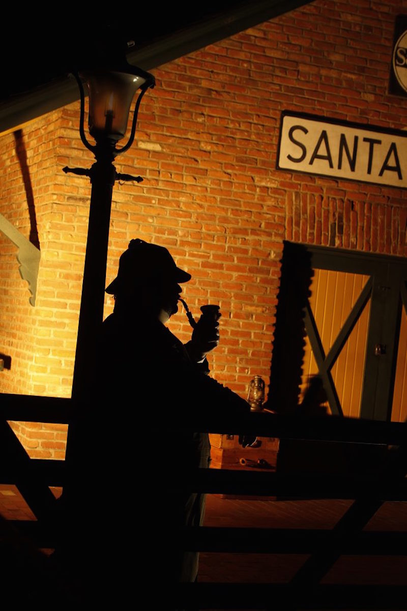 Chairman Barnes in Mystery Lit: Holmes, Sherlock and the Consulting Detective at the Santa Anita Train Depot (photo by Heidi Marie Photography).