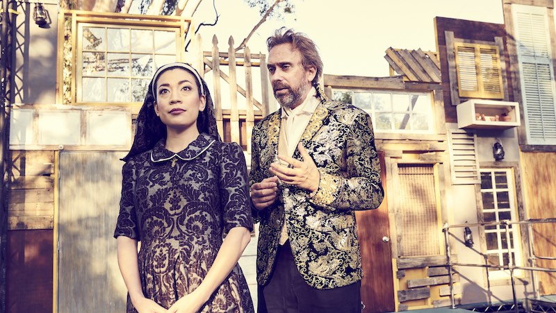 Kaleen Ung and David Melville in Measure for Measure, Independent Shakespeare Company at the Old Zoo in Griffith  Park. (Photo by Mike Ditz.)