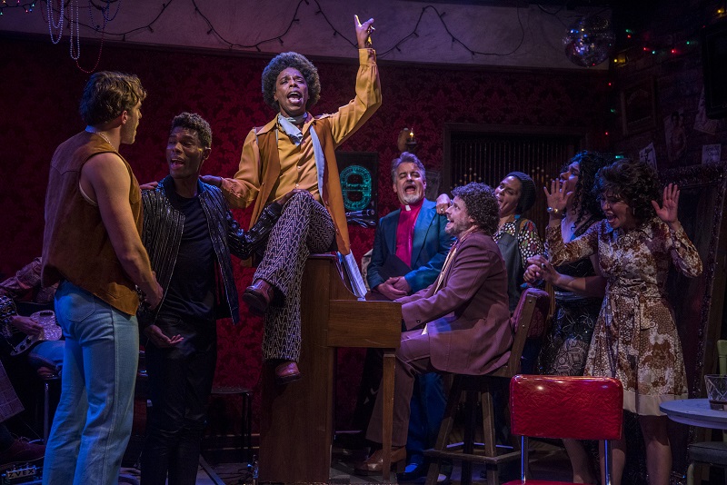 Pip Lilly (on piano) and ensemble The View Upstairs at the Celebration Theatre at the Lex Theatre. (Photo by Matthew Brian Denman)