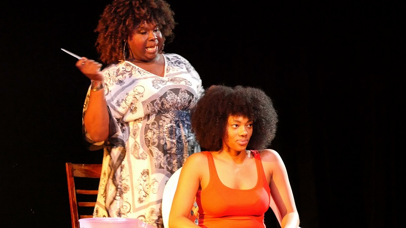 Miss Barbie Q and Skye Ellis in Comb Your Hair (Or You'll Look Like A Slave) at Arena Stage. (Photo by Doug Haverty)