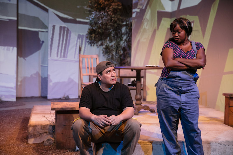 Richard Azurdia and Niketa Calame in This Land by Evangeline Ordaz at Company of Angels. (Photo by Grettel Cortes Photography)