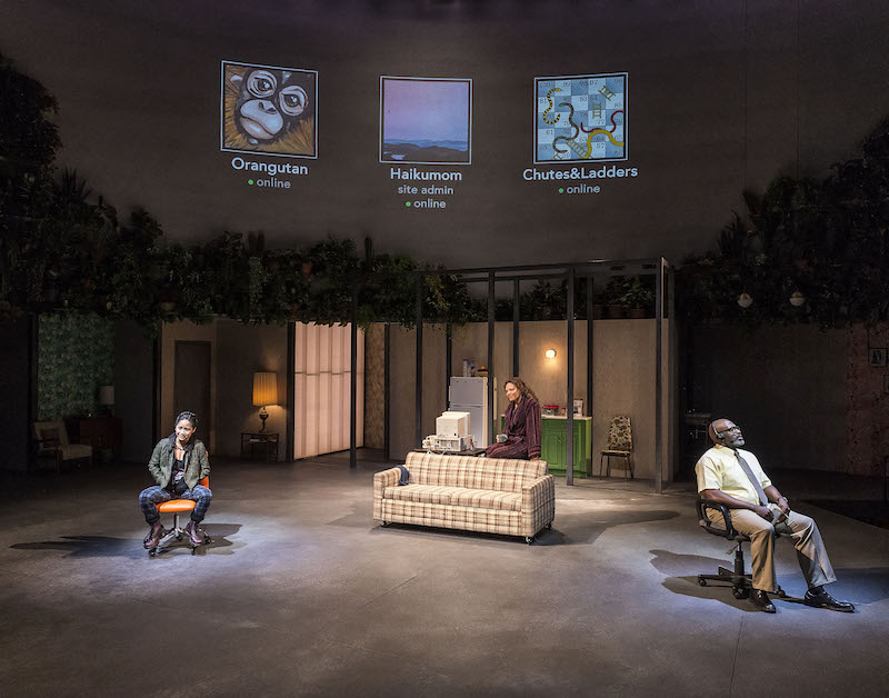 Sylvia Kwan, Luna Lauren Vélez, and Bernard K. Addison in Water by the Spoonful at the Mark Taper Forum. (Photo by Craig Schwartz)