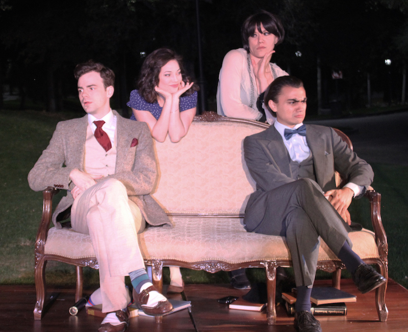 Kenyon Meleney, Caitlin Stoodley, Mieko Beyer, Henry Carbeck in Oscar Wilde’s The Importance of Being Earnest at Brand Park. (Photo by Maggie Jorgenson)