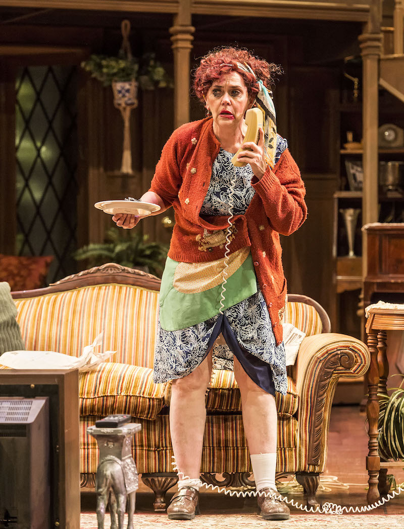 Deborah Strang in Noises Off at A Noise Within (Photo by Craig Schwartz)