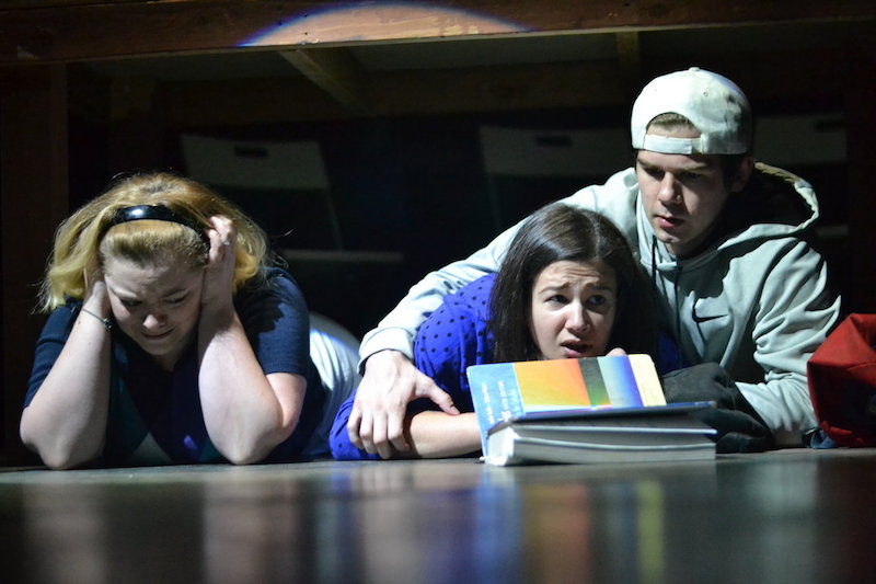 Madylin Sweeten, Nora Yessayan and Dray Debusk in Paul Storiale's The Columbine Project at the Loft Ensemble.  (Photo by Emma Latimer)