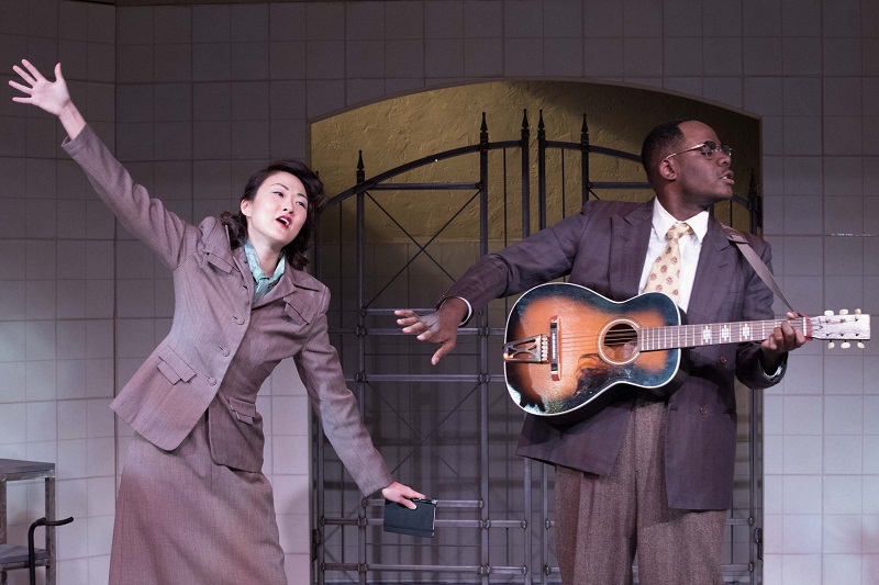 Jully Lee and Donathan Walters in   Mexican Day by Tom Jacobson at the Met Theatre. (Photo by John Perrin Flynn)