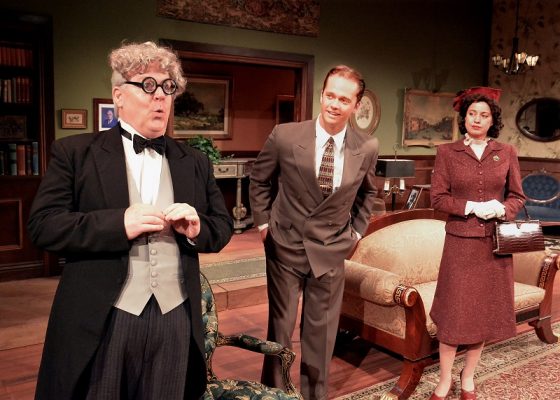 David Hunt Stafford, Lane Compton and Kate Whitney in Norm Foster’s Screwball Comedy at Theatre 40. (Photo by Ed Krieger)