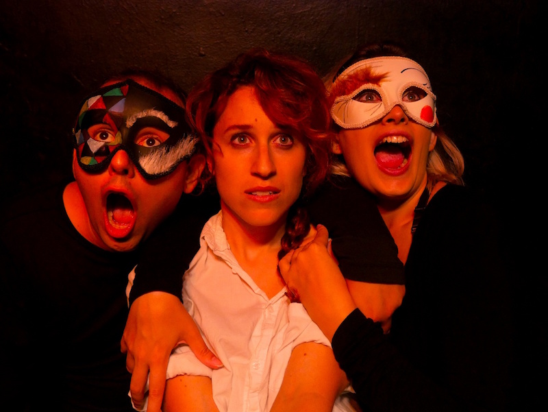 Eric Paterniani, Valeria Iacampo, and Veronica Nolte in Paterniani's Longing Pinocchio by Aliens with Extraordinary Abilities at Zombie Joe's Underground Theatre.  (Photo by Brandon Slezak)