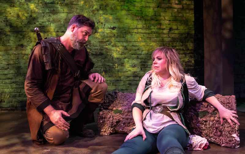 Stephen Simon and Kirsten Vangsness in Adam Szymkowicz's Marian, or The True Tale of Robin Hood at Theatre of NOTE. (Photo by Darrett Sanders)