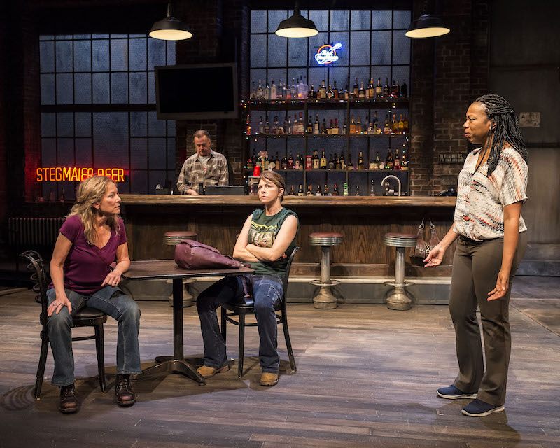 Mary Mara, Michael O’Keefe (background), Amy Pietz, and Portia in Lynn Nottage's Sweat at the Mark Taper Forum. (Photo by Craig Schwartz)