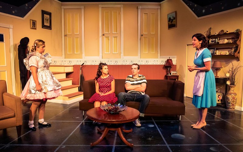 Cat Davis, Caroline Klidonas, John Patrick Daly and Alina Phelan in the Open Fist Theatre Company production of John O'Keefe's All Night Long at Atwater Village Theatre. (Photo by Darrett Sanders)