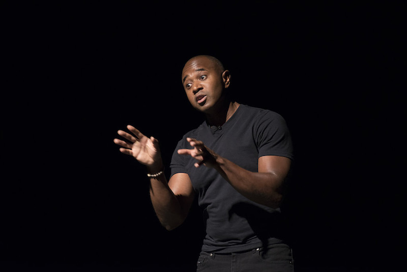 Michael Washington Brown in his solo show BLACK! at the Zephyr Theatre. (Photo by Sandey Tenudo)