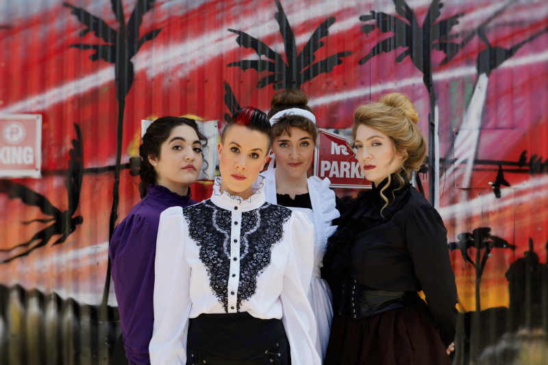 Jenni Marie Lopez, Leslie Rubino, Samantha LaBrecque and Brooke Van Grinsven in Steven Cheslik-DeMeyer, Alan Stevens Hewitt and Tim Maner's LIZZIE by Color & Light Ensemble Theatre at Resident DTLA. (Photo by Shea Donovan)