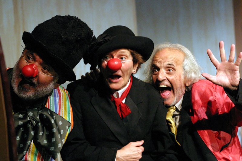 Jose A.Garcia, Beth Hogan and Alan Abelew in Matei Visniec's OLD CLOWN WANTED at the Odyssey Theatre. (Photo by Enci Box)