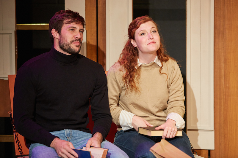 Andy Shephard and Tarah Pollock in Tony Pasqualini’s Lost in Time at EST/LA in the Atwater Village Theatre. (Photo by Peter Carrier)