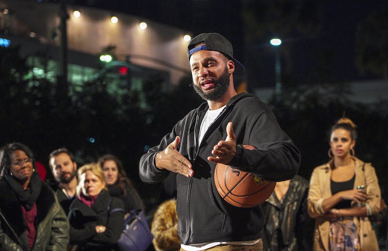 Writer/performer Keith A. Wallace in The Bitter Game at the Wallis Annenberg Center for the Performing Arts. (Photo by Lawrence K. Ho)