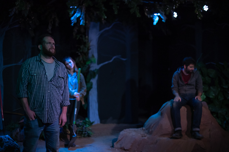 Kyle Felts, Olivia Lemmon and Walter Kartman in Gray People at the Belfry Stage. (Photo by Carlos Hernandez)